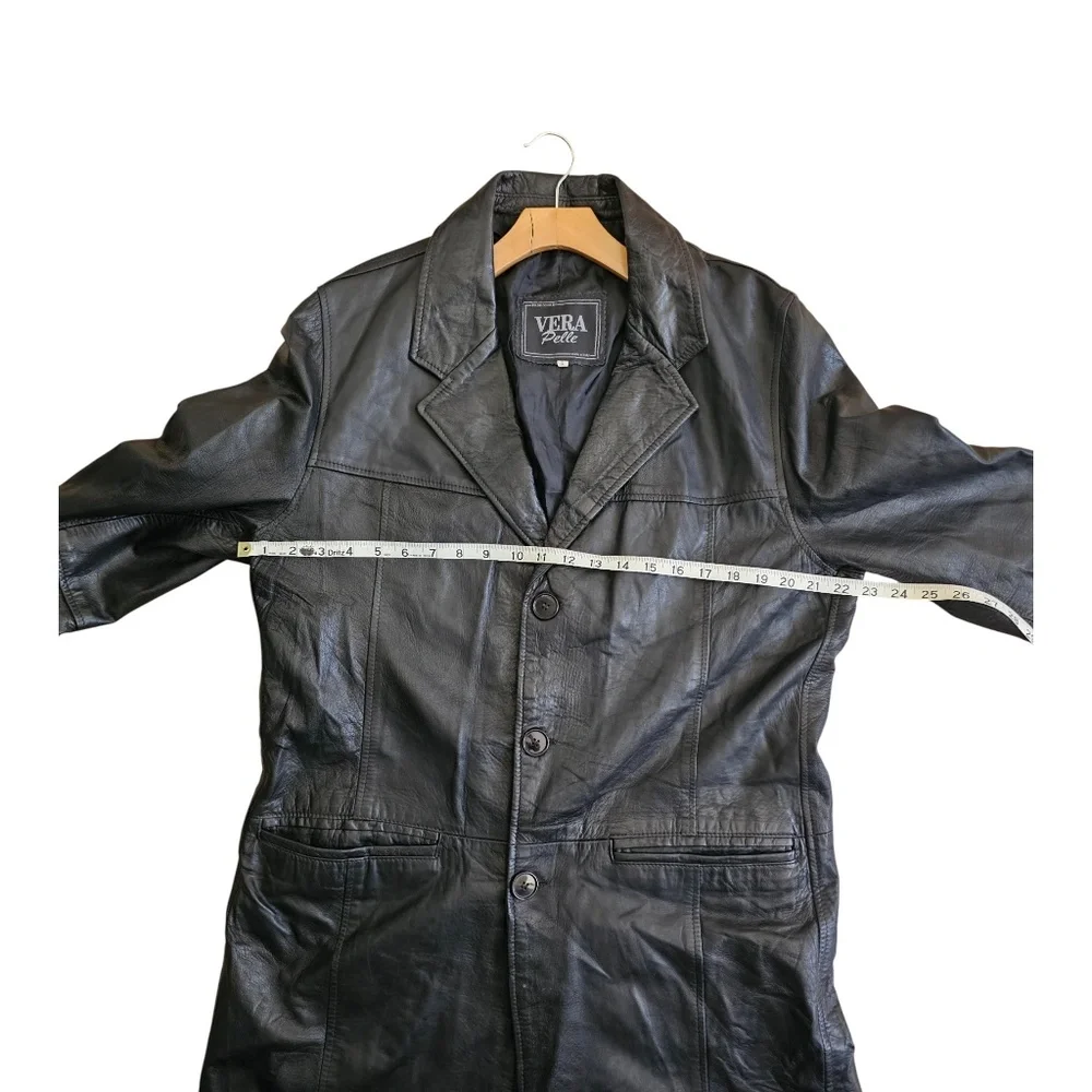 Vera Pelle Vintage Long Black Leather Coat – Men's - Picture 5 of 8